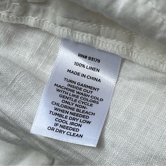 Magaschoni White 100% Linen Paperbag Shorts Women’s Size Large - Picture 8 of 8